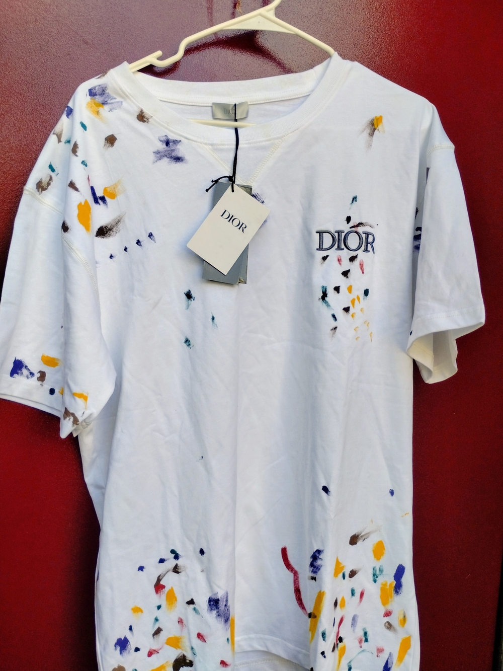 Dior White Paint-Splatter Short-Sleeve T-Shirt for Men🤗🪻 - Picture 2 of 4